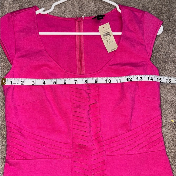 NEW Ann Taylor Size 2 Tall Hot Pink Laser Cut Sheath Midi Dress Business $138 - Picture 9 of 10